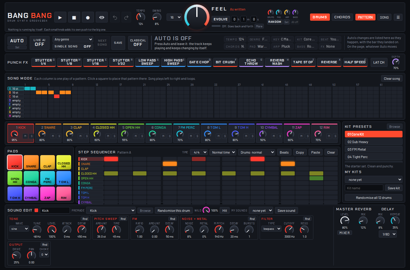 The page on a computer with the Mixer button under the Master knob