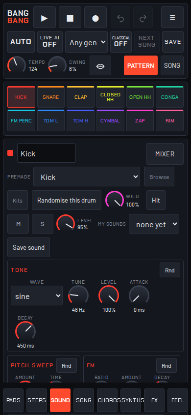 A phone on the Sound tab with the Mixer button at the top right